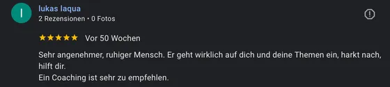 Google-Rezension eines Mentoring-Teilnehmers (5 Sterne)