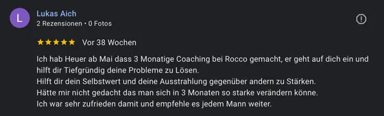 Google-Rezension eines Mentoring-Teilnehmers (5 Sterne)