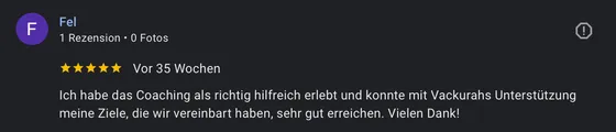 Google-Rezension eines Mentoring-Teilnehmers (5 Sterne)