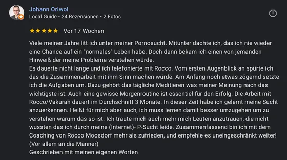 Google-Rezension eines Mentoring-Teilnehmers (5 Sterne)