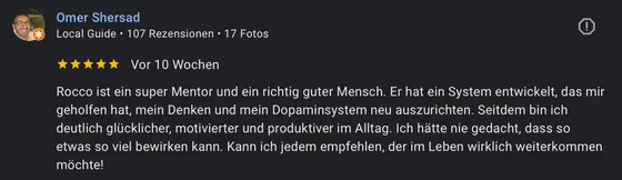 Google-Rezension eines Mentoring-Teilnehmers (5 Sterne)