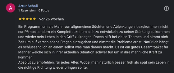 Google-Rezension eines Mentoring-Teilnehmers (5 Sterne)