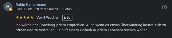 Google-Rezension eines Mentoring-Teilnehmers (5 Sterne)