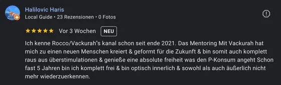 Google-Rezension eines Mentoring-Teilnehmers (5 Sterne)