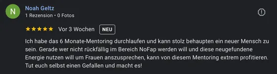 Google-Rezension eines Mentoring-Teilnehmers (5 Sterne)